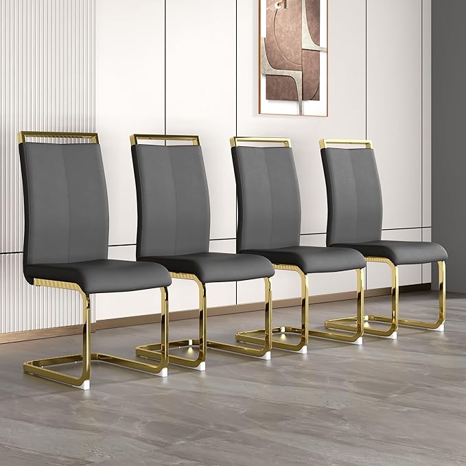 AZmac Modern Leather Dining Chairs Set of 4,Armless Kitchen Chairs,Dining Roo...
