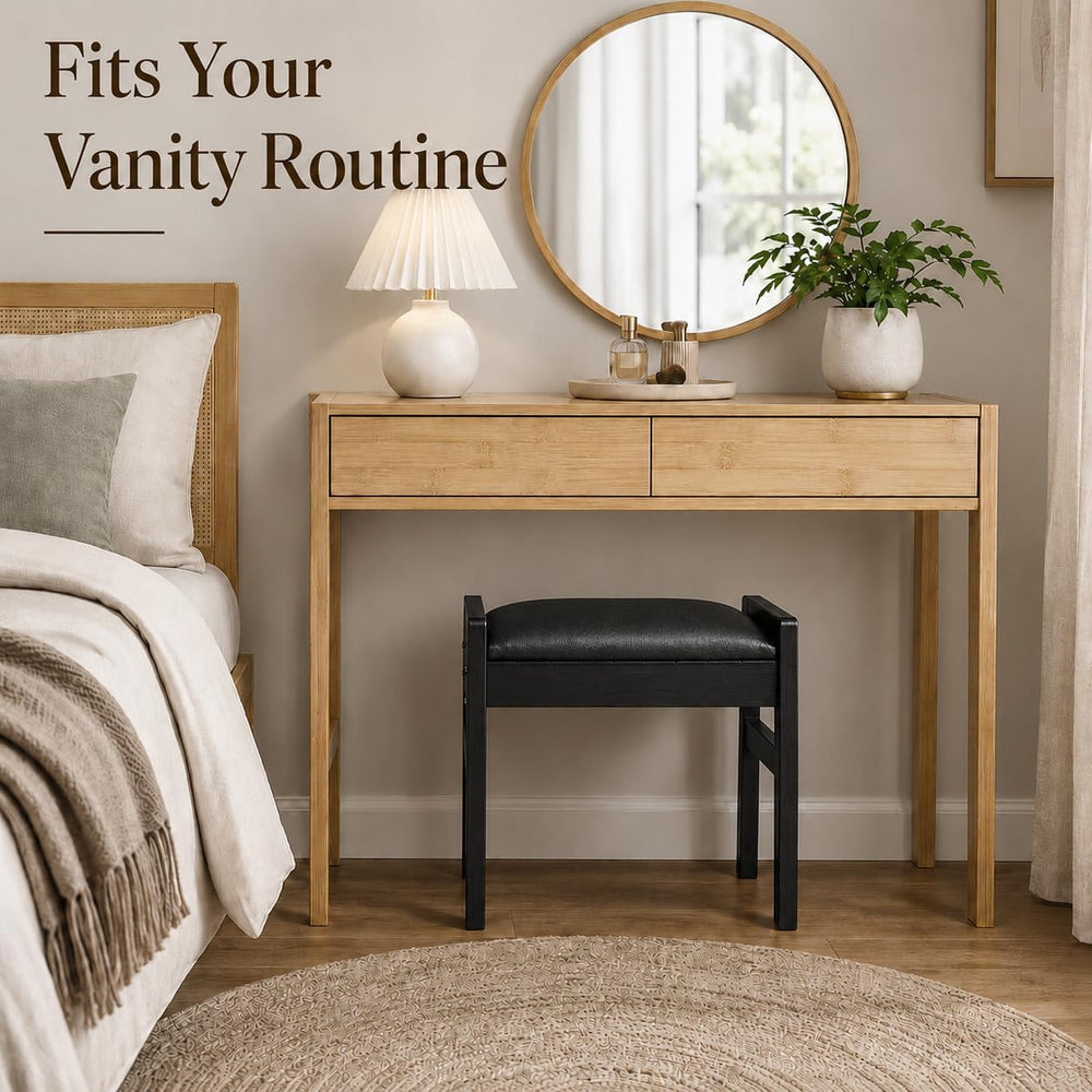 BAMBOOHOMIE Foot Stool Ottoman, Modern Vanity Stool Chair for Makeup with Rem...