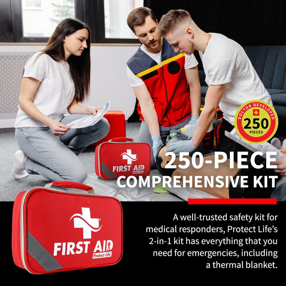 Protect Life First Aid Kit for Home & Business, 250 Pcs