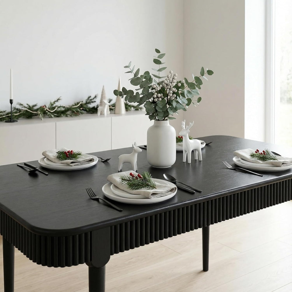 LukeAlon 63-inch Solid Wood Dining Table for 4-6, Mid-Century Modern Kitchen ...