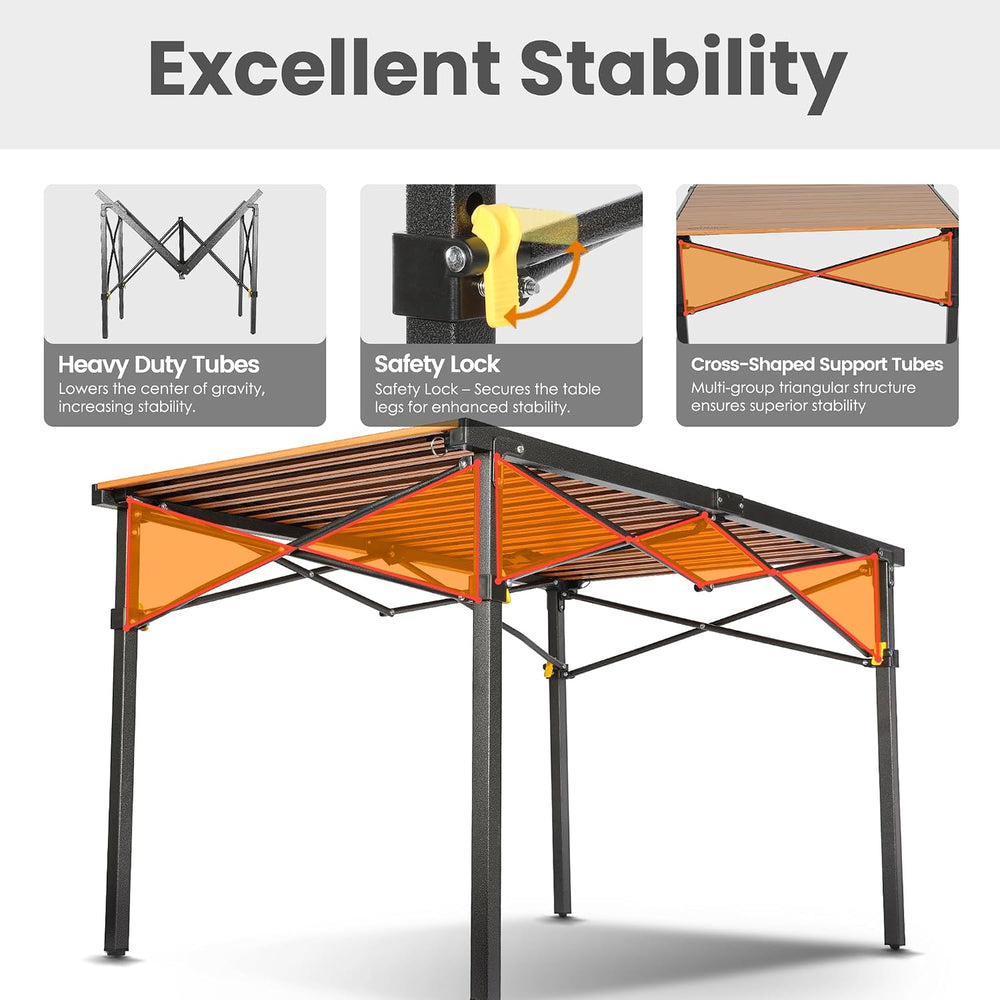 Join Nature 46.4" Large Camping Table for 2-6 People, Heavy Duty Foldabl...