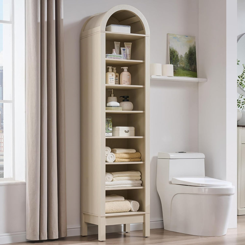 IFBUY 71" Tall Arched Bathroom Storage Cabinet, 8-Tier Modern Farmhouse ...