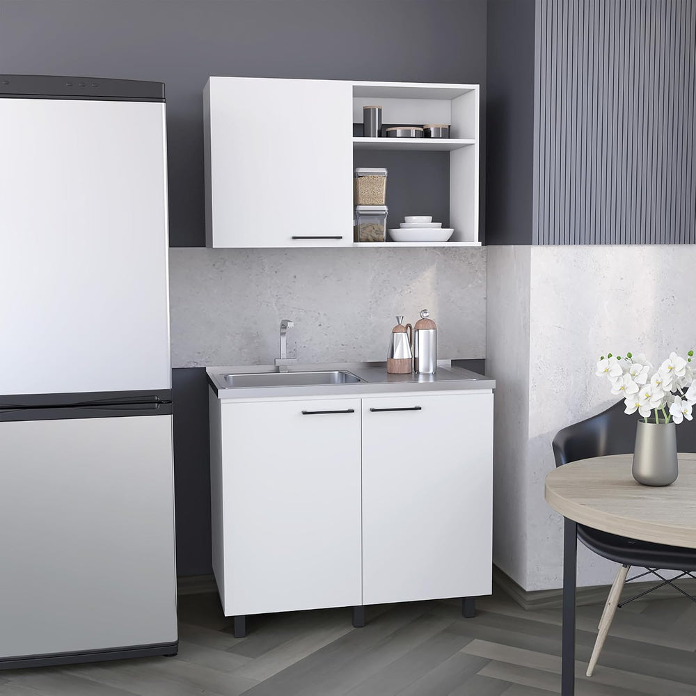 2 Piece Kitchen Set with Wall Cabinet and Utility Sink | Includes stainless s...