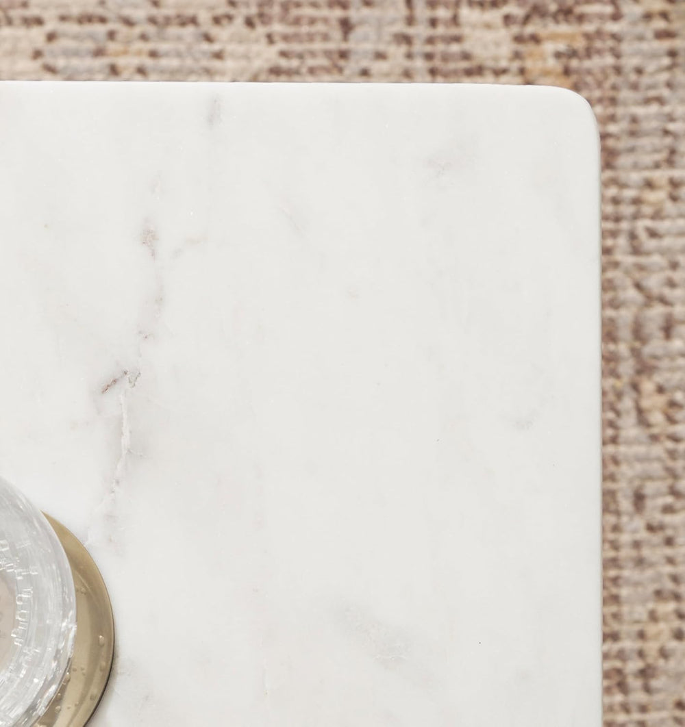 Kate and Laurel Quinley Modern Square Marble Drink Table, 10 x 10 x 22, White...