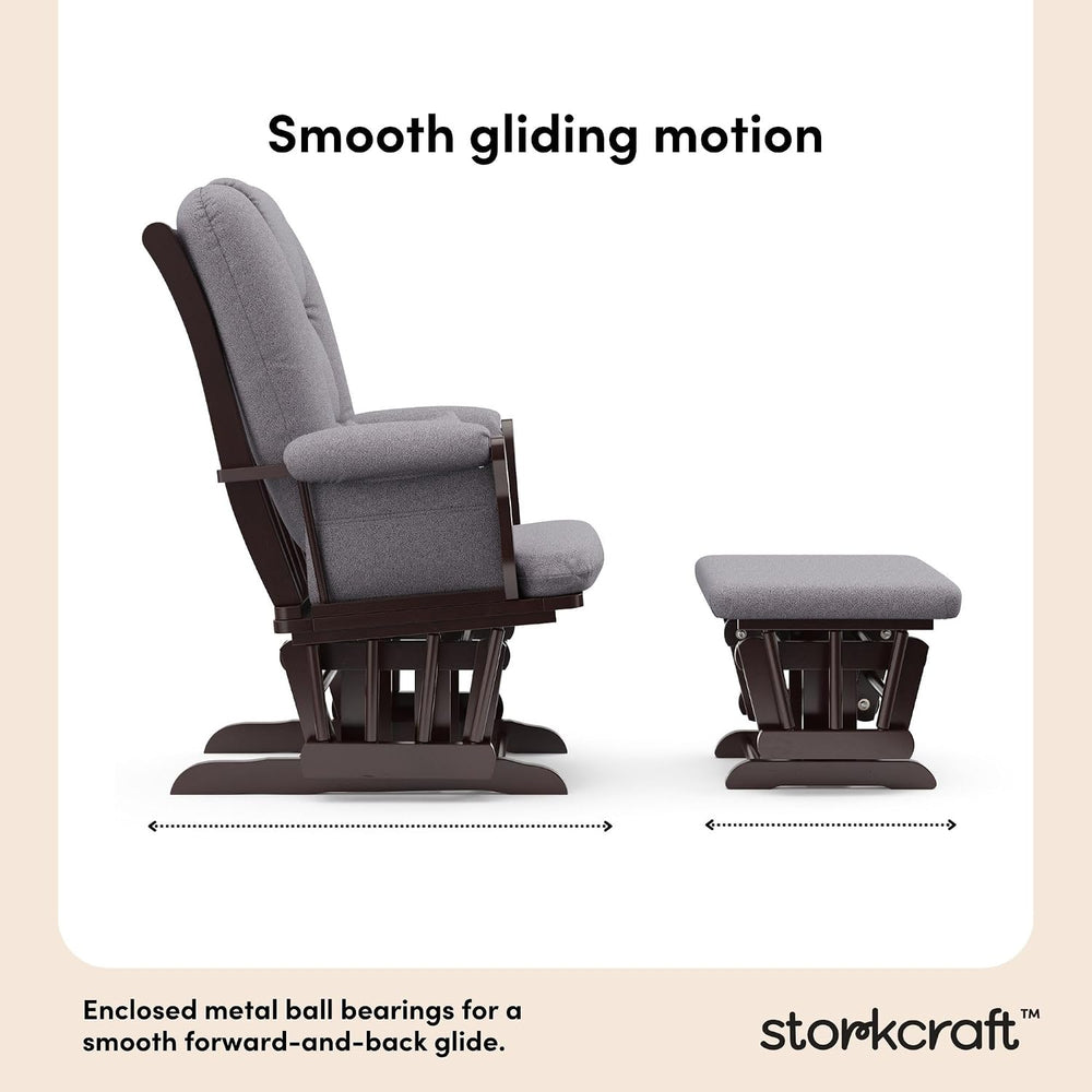 Storkcraft Tuscany Glider & Ottoman with Lumbar Pillow, Espresso/Gray Swirl