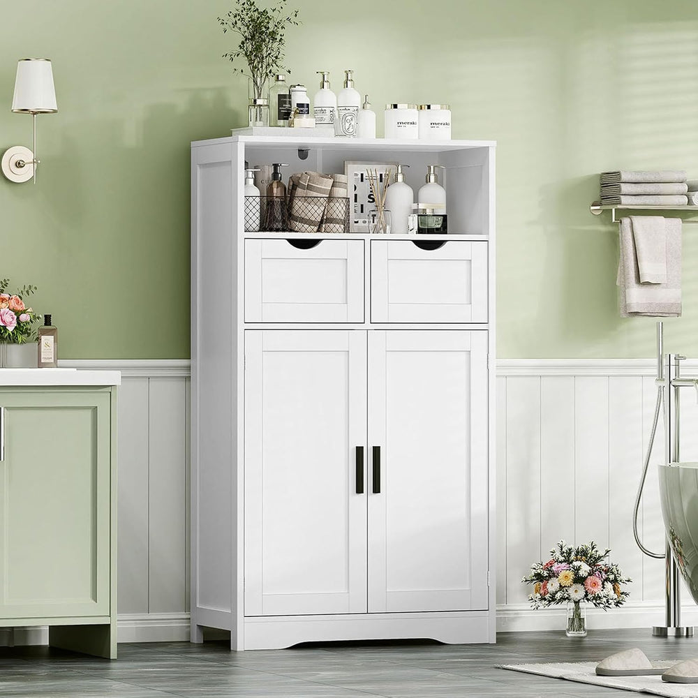 Iwell Bathroom Storage Cabinet with 2 Drawers, Small Kitchen Pantry Cabinet