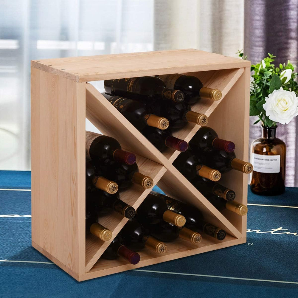 Y1LA 24 Bottle Wine Rack Holder Compact Cellar Cube Bar Storage Kitchen Decor...