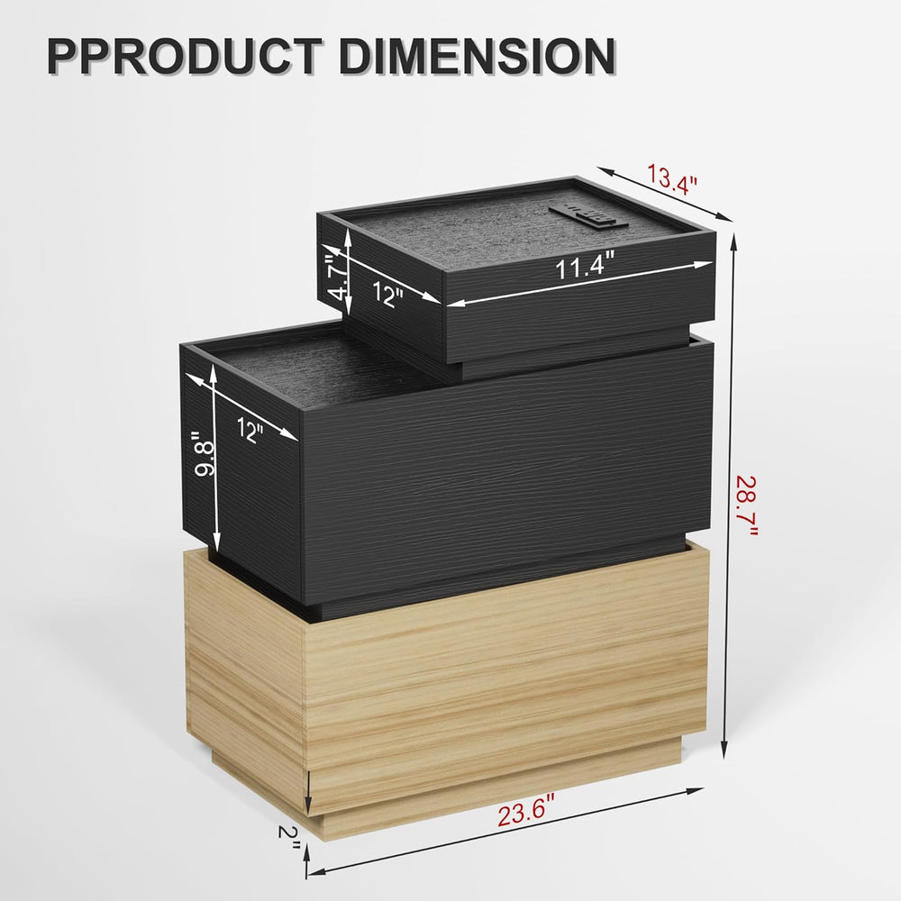 UEV End Table with Charging Station, Nightstand with Drawers and Storage, Nar...
