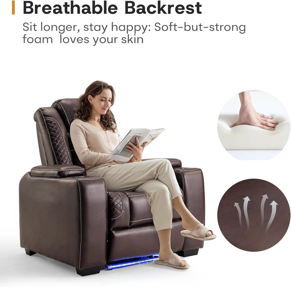 ANJ Power Home Theater Seating, PU Leather Electric Recliner Chair with Adjus...