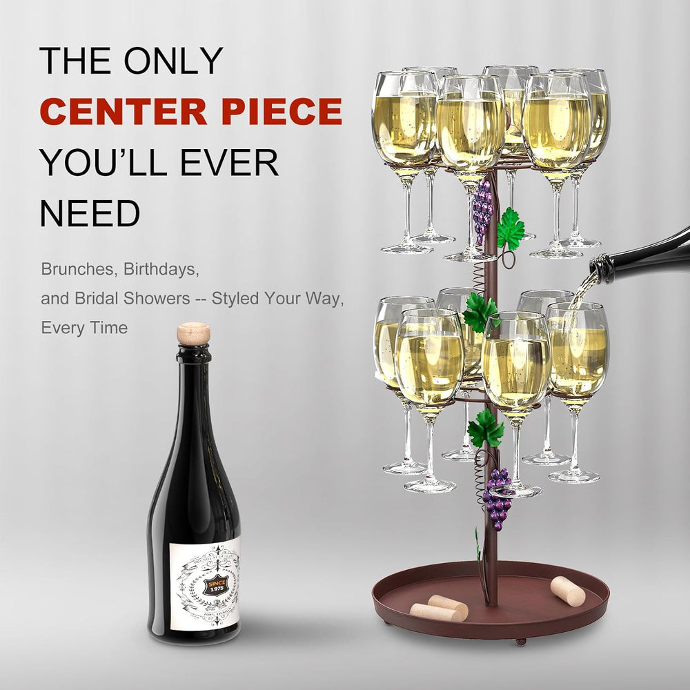 Tabletop Metal Wine Glass Drying Rack with 12 Hooks Countertop Cup Holder | C...