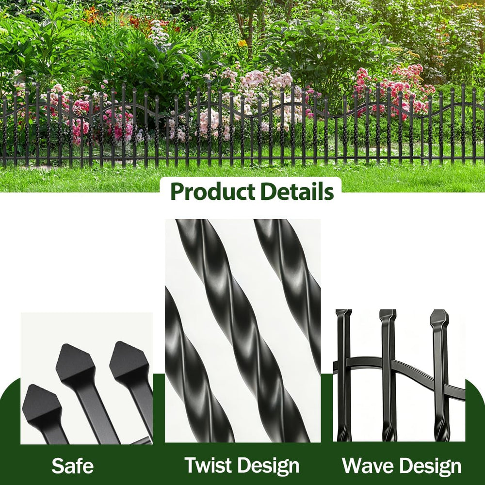 10 Panels Decorative Garden Fence, 24 in(H) X 20 ft(L) Dog Fence Outdoor for ...