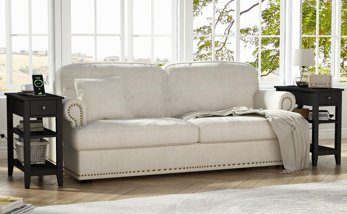 ChooChoo End Table Set of 2 Living Room with Charging Station