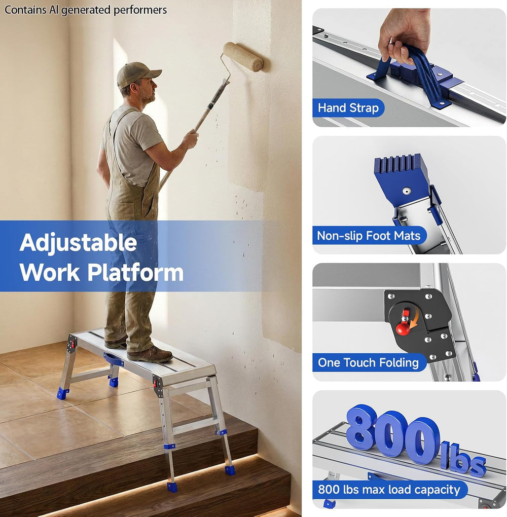 Loyoda Folding Work Platform for Adults, Portable Aluminum Step Stool 800lb |...