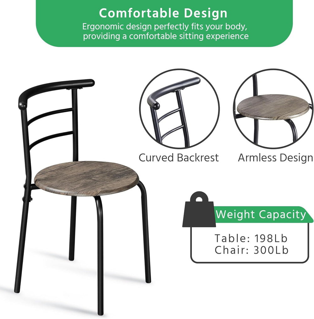 Yaheetech 3 Piece Dining Table Set for 2 Small Table and Chairs Drift Brown |...