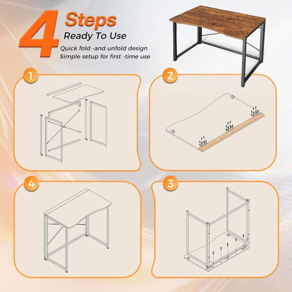 Huuger Folding Desk for Small Spaces, 31.5 Inch Foldable Computer Table | Eas...