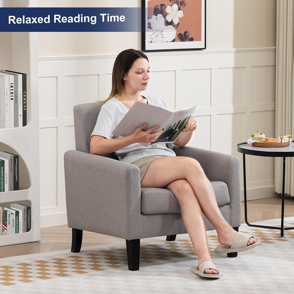 Accent Chairs Set of 2, Mid Century Modern Living Room Chairs, Light Grey | A...
