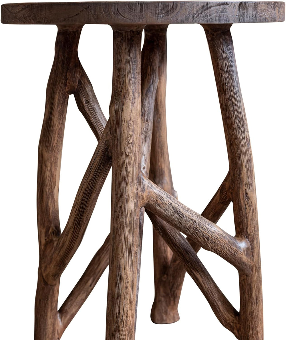 East at Main Solid Wood Round Side Table, End Table & Plant Stand – Rusti...