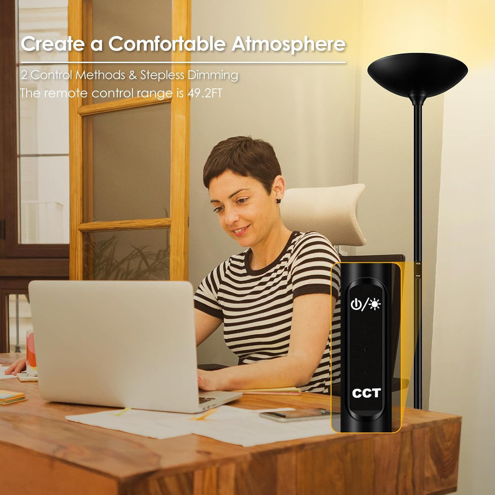 Stepless Dimmable Floor Lamp,30W 3000LM Super Bright LED Torchiere Floor Lamp...
