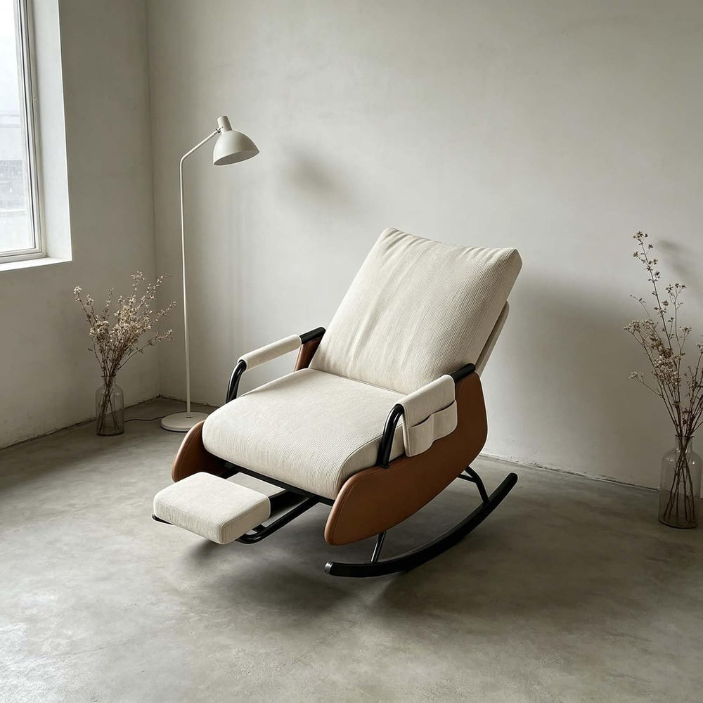 Reading Nook Rocking Chair with Foot Stool,Folding Rocking Chair | Foldable M...