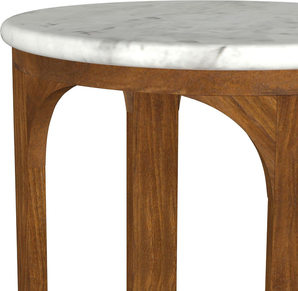 Coaster Home Furnishings Berkeley Round Marble Top Side Table White and Brown