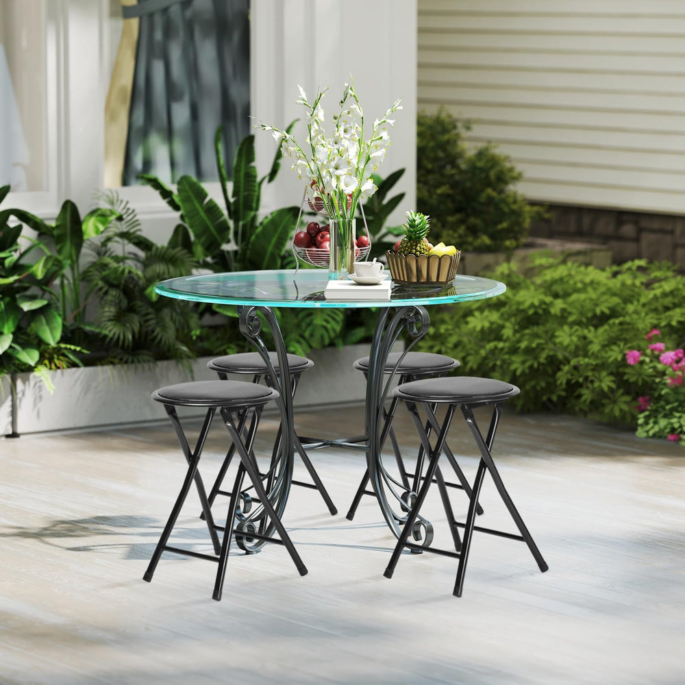 FurnitureR Folding Stool, Backless 18-Inch Stool Chair Collapsible Padded Rou...