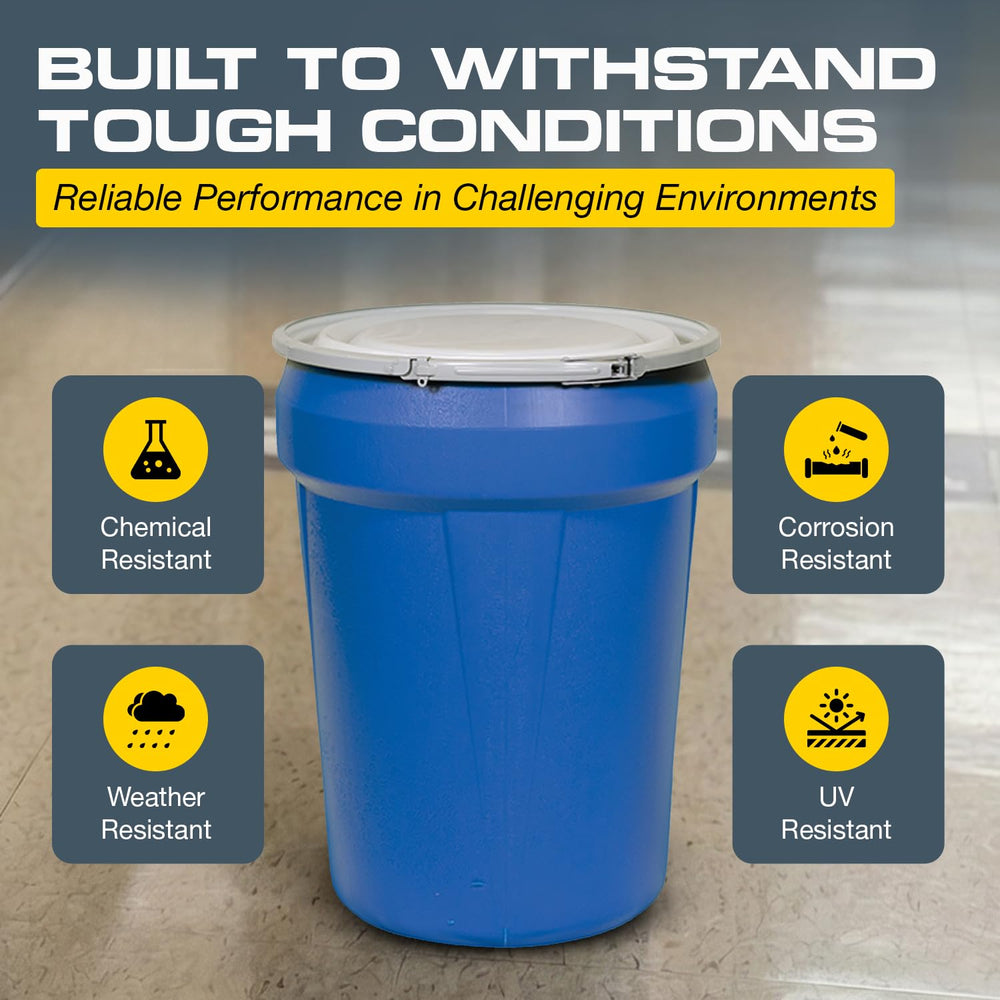 Eagle Plastic Drum, 30 Gallon Drum, DOT Compliant, Made in USA, Blue