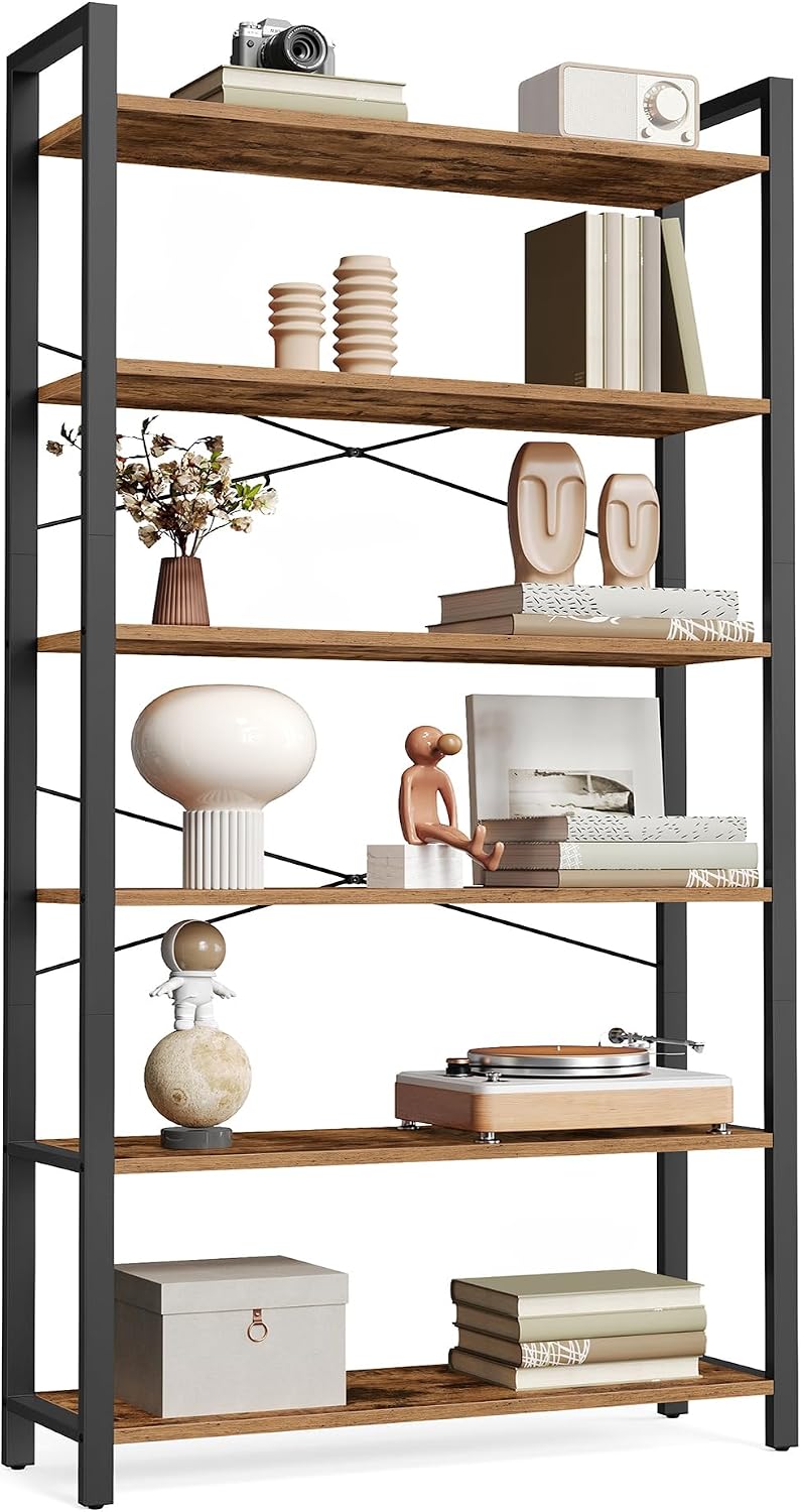 VASAGLE 6-Tier Bookshelf, Bookcase with Shelves, Storage Shelf, Living Room