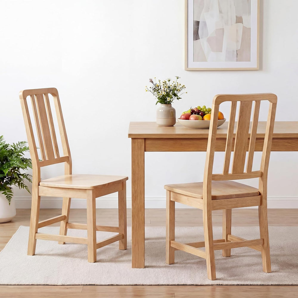 GIANTEX Wood Dining Chairs Set of 4, Natural Wooden Style,Hollowed Backrest