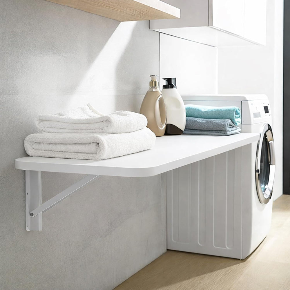 Laundry Folding Table, 32'' x 16'' Wooden Wall Mount Desk, La...