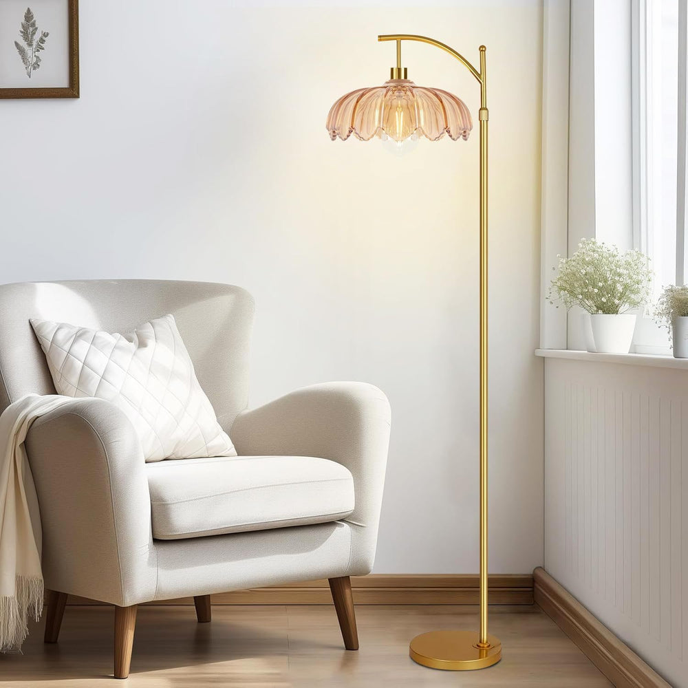 Arc Floor Lamp with 3 Color Temperatures,Gold Floor Lamp with Remote & 3 ...
