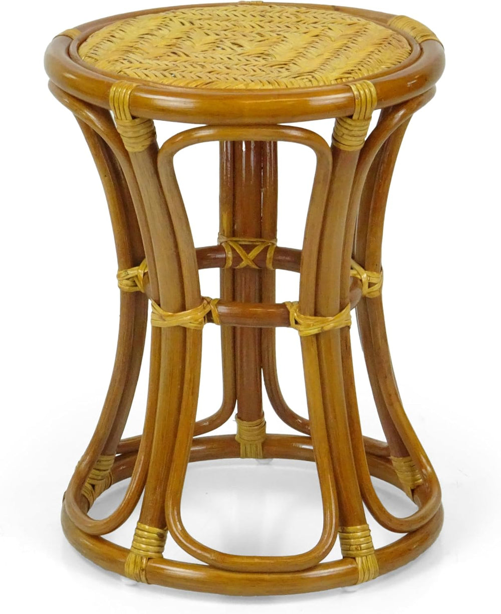 Natural Rattan Wicker Stool Breeze Plant Stand Handmade Design ECO, Cognac