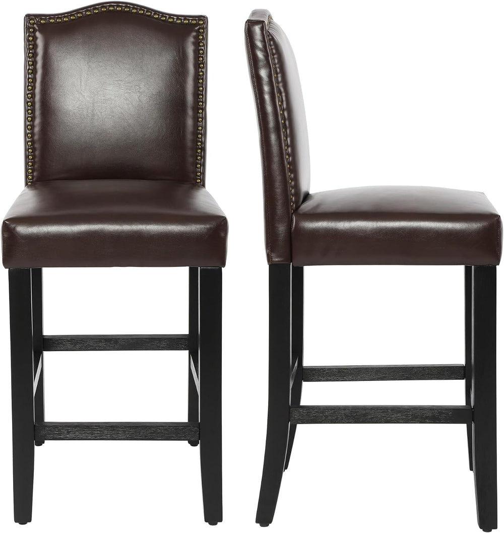 LSSPAID Counter Height Bar Stools Set of 2, 24.8 Inch Pu Upholstered Barstool...