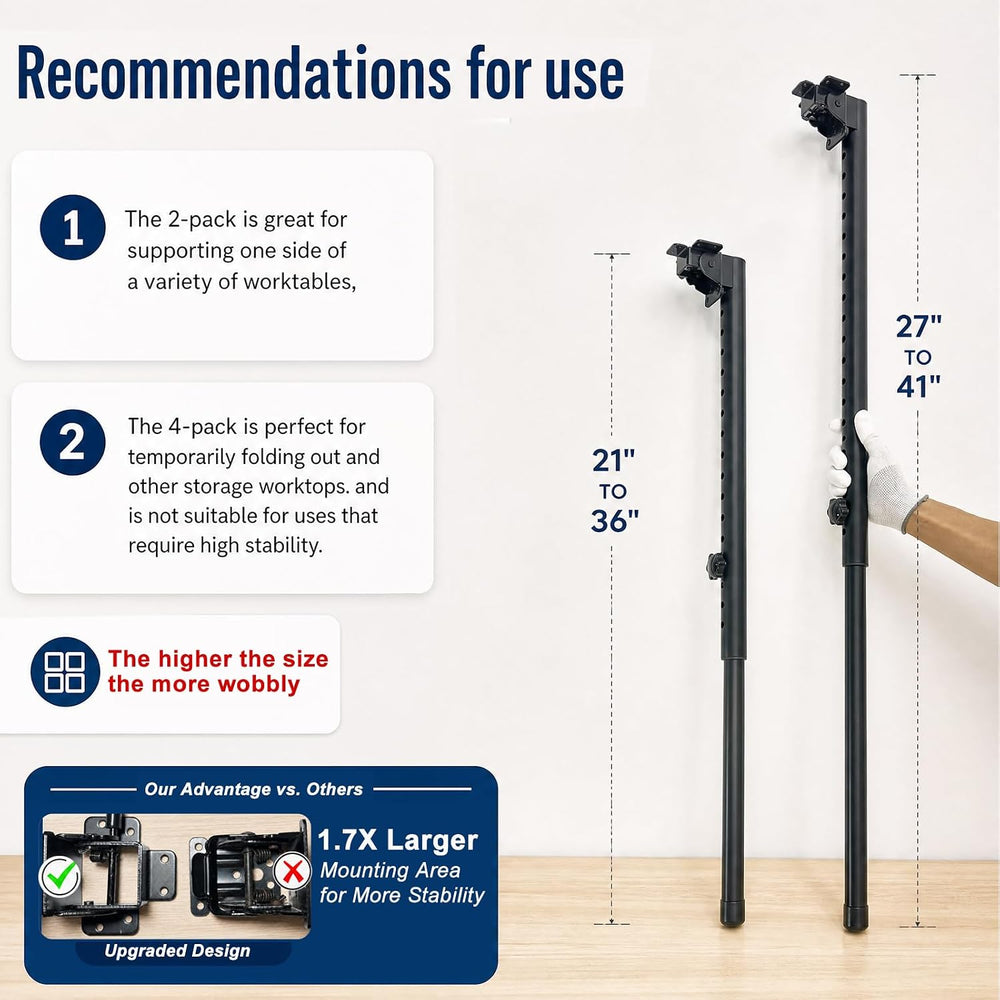 Benbuoo Folding Adjustable Table Legs 21 to 35 inch, Metal Telescopic Storage...