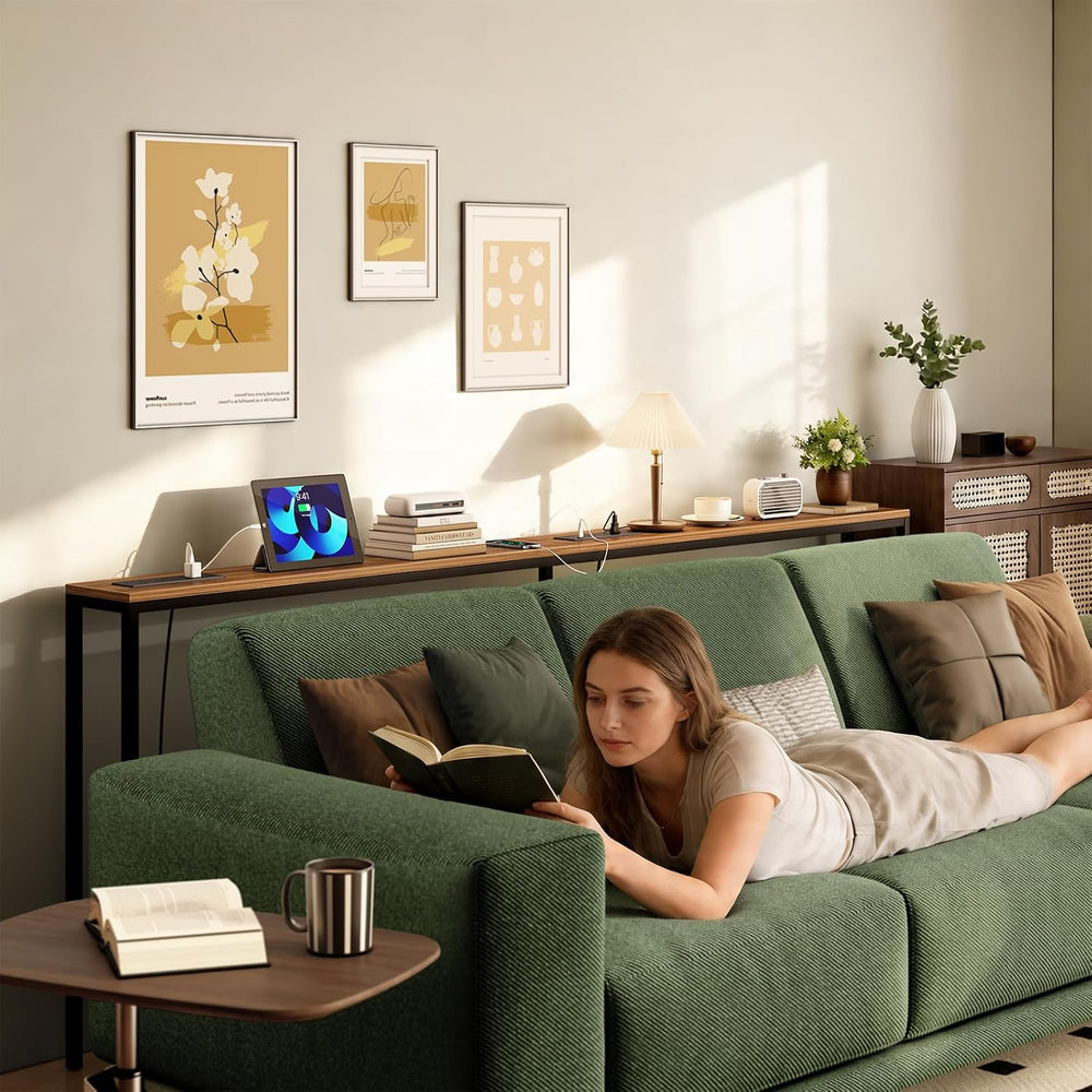 Bathola 80.7'' Behind Couch Table with 2 Outlets, Sofa Tables Narrow ...