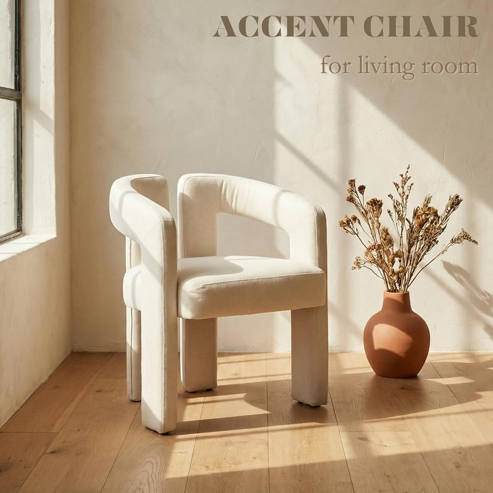 Hyfirm Upholstered Linen Barrel Dining Chairs Set of 6, Modern Accent Kitchen...