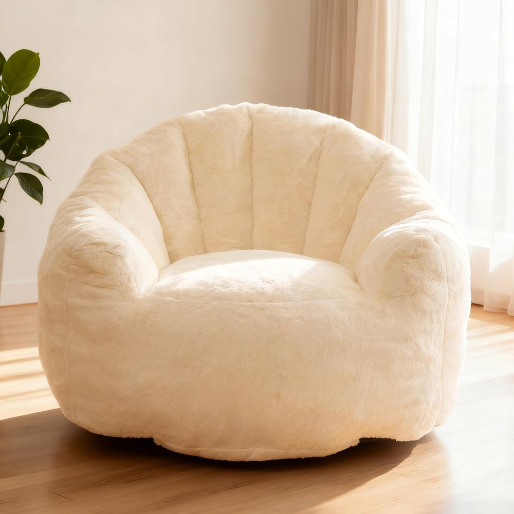 Giant Shell Bean Bag Chair for Adults, Faux Fur Shell-Shaped Floor Sofa with ...