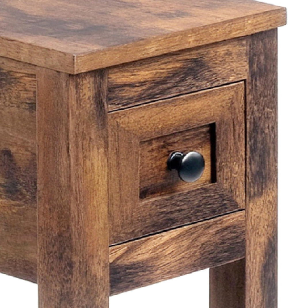 Chairside Table with Charger,Cherry End Table with Movable Top and Charging S...