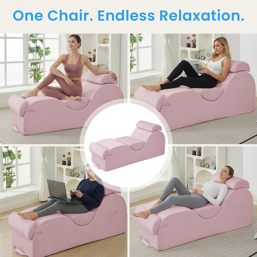 ijuicy 25 Inch Home Stretch Yoga Chair, Velvet Fitness Yoga Chaise Lounge Cha...