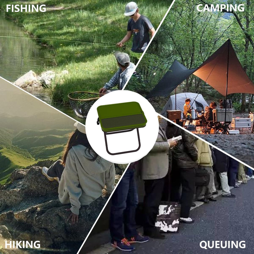 Portable Foldable Camping Stool Chair - Ultralight Travel Stool with Storage ...