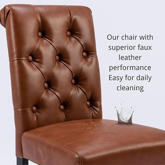 PU Leather Dining Chairs Set of 4 Upholstered Dining Room Chairs Modern Tufte...