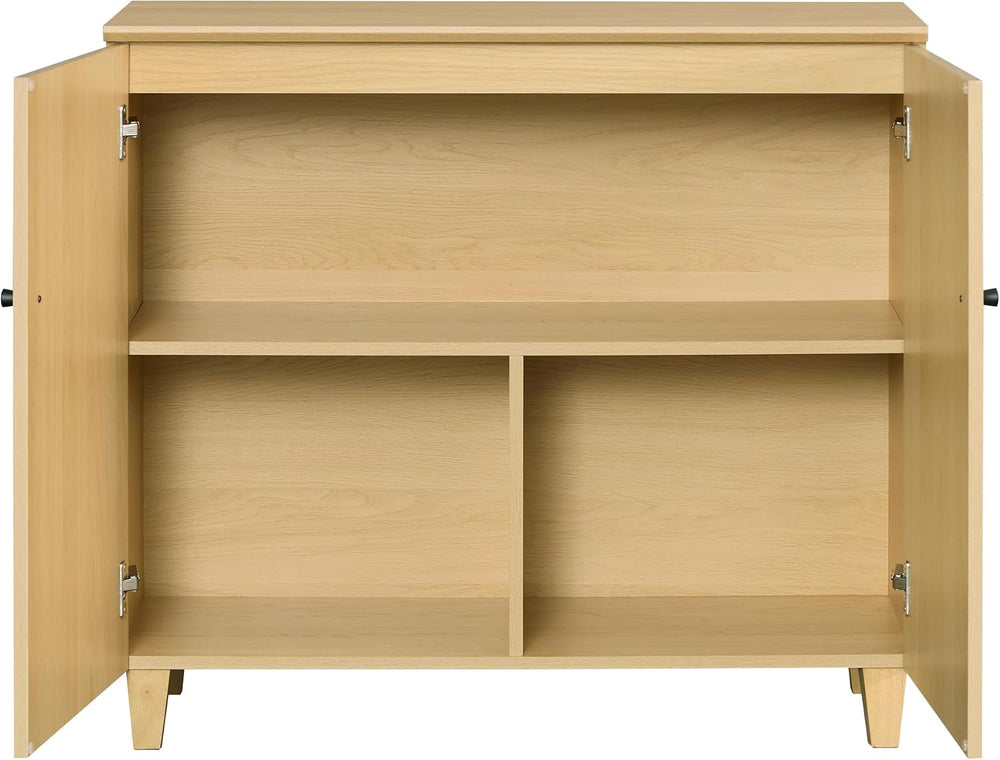 WAMPAT 35.4" Wood Sideboard Buffet Table with 2 Doors – Small Oak Creden...