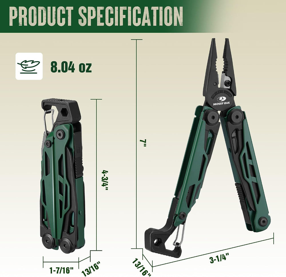 MOSSY OAK 27-in-1 CNC-Machined Multitool Pliers, Self-Locking