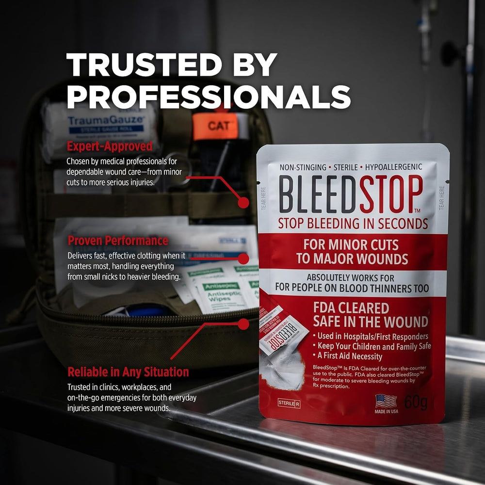 BleedStop First Aid Bleeding Control Powder – Rapid Blood Clotting for Seriou...