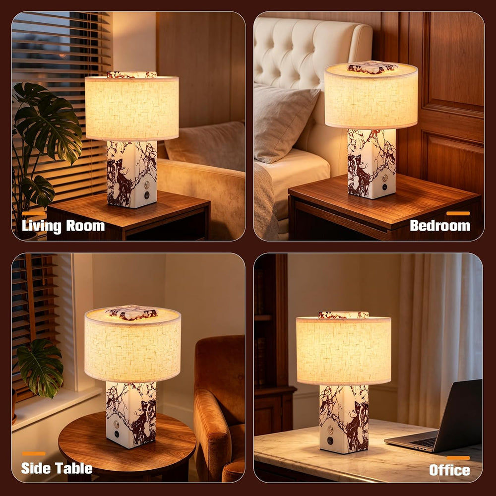 VOLISUN Marble Lamp, 10.04" Rechargeable Cordless Stone Table Lamp with ...