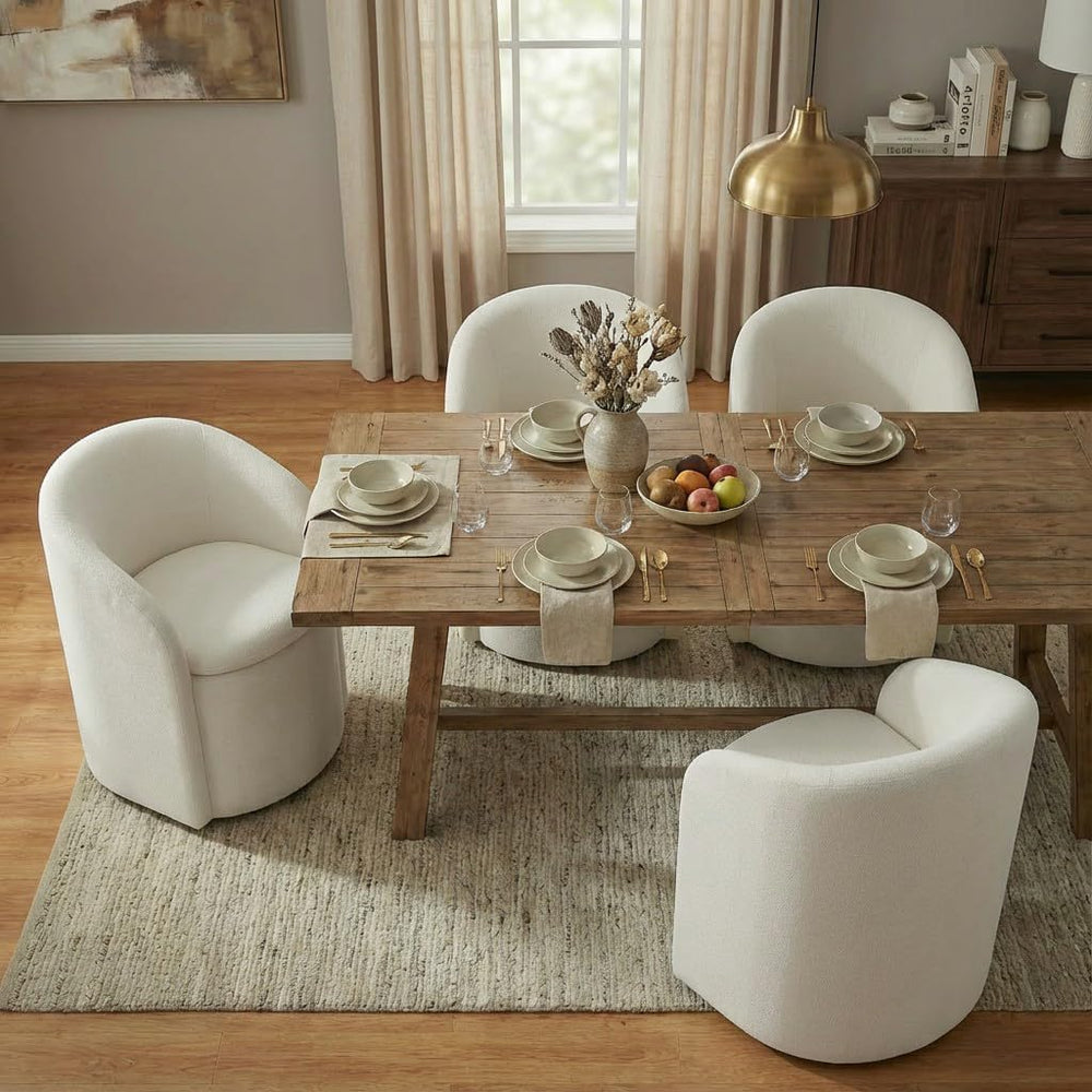 KISLOT Upholstered Dining Chairs with Casters, No Assembly Rolling Modern Din...