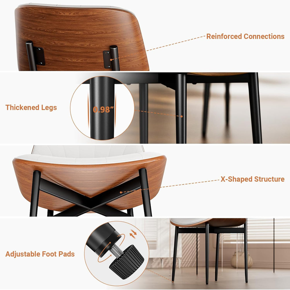 YaFiti Dining Chairs Set of 2, Mid Century Modern PU Leather Kitchen Chairs |...