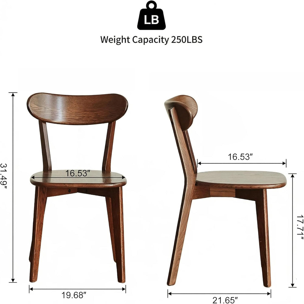 Solid Wood Dining Chairs Mid Century Modern Kitchen Chairs Set of 6 | Rounded...