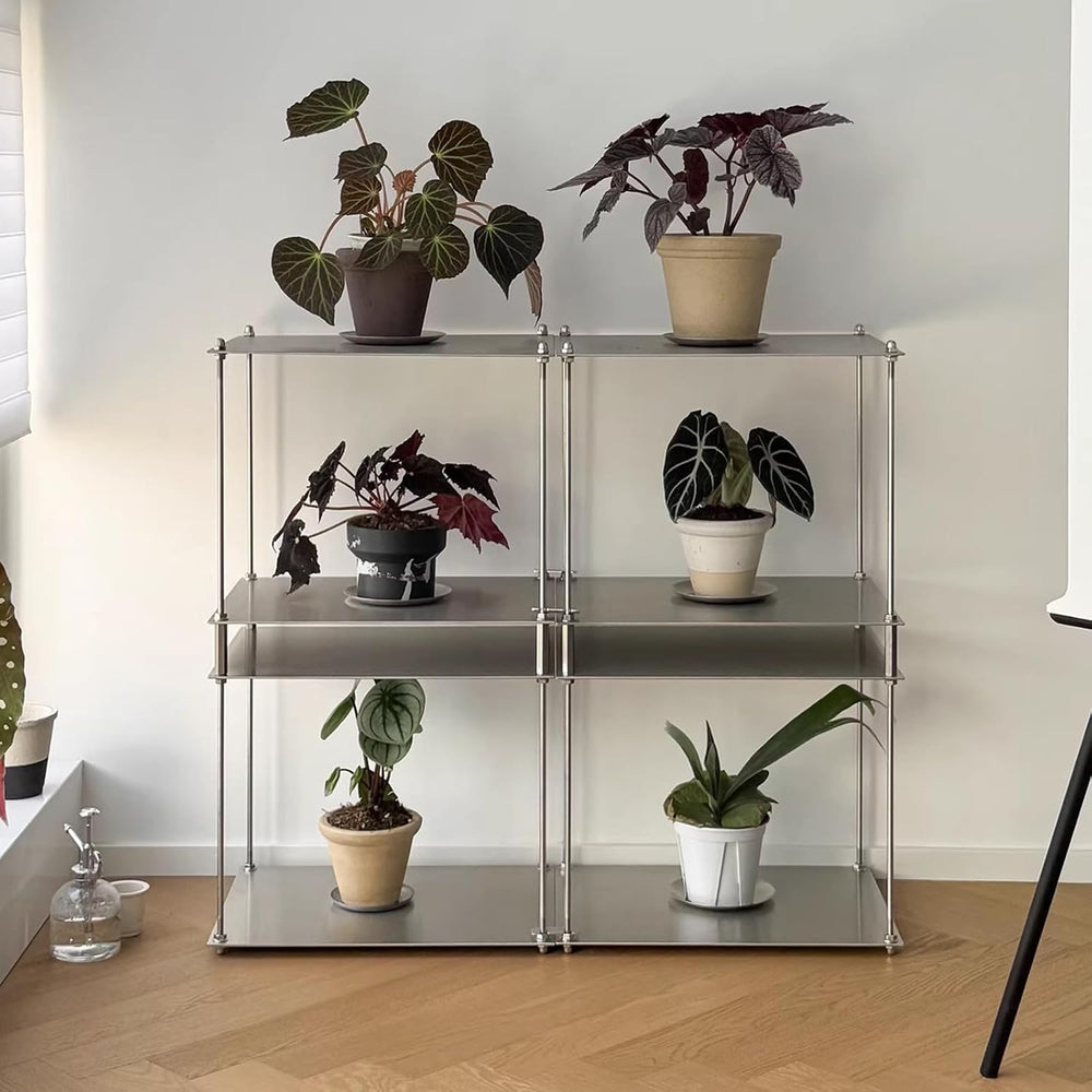 2 Tier Stainless Steel Side Table,Modular Stainless Steel Shelving Unit, Meta...