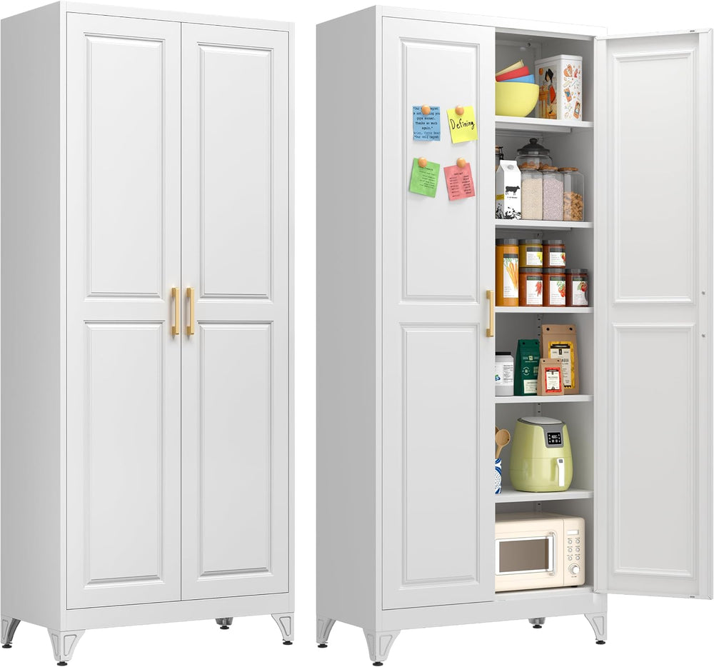 Polup 75" Pantry Cabinet, Tall Metal Storage Cabinet with Doors and Shel...