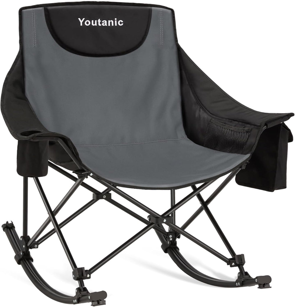 Youtanic Oversized Folding Rocking Camping Chair, Padded Portable Rocking Cha...